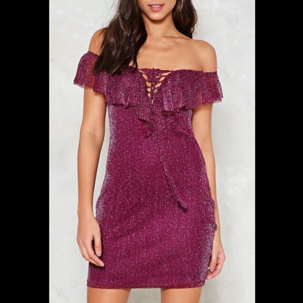 ✨ Glitter Off Shoulder Dress